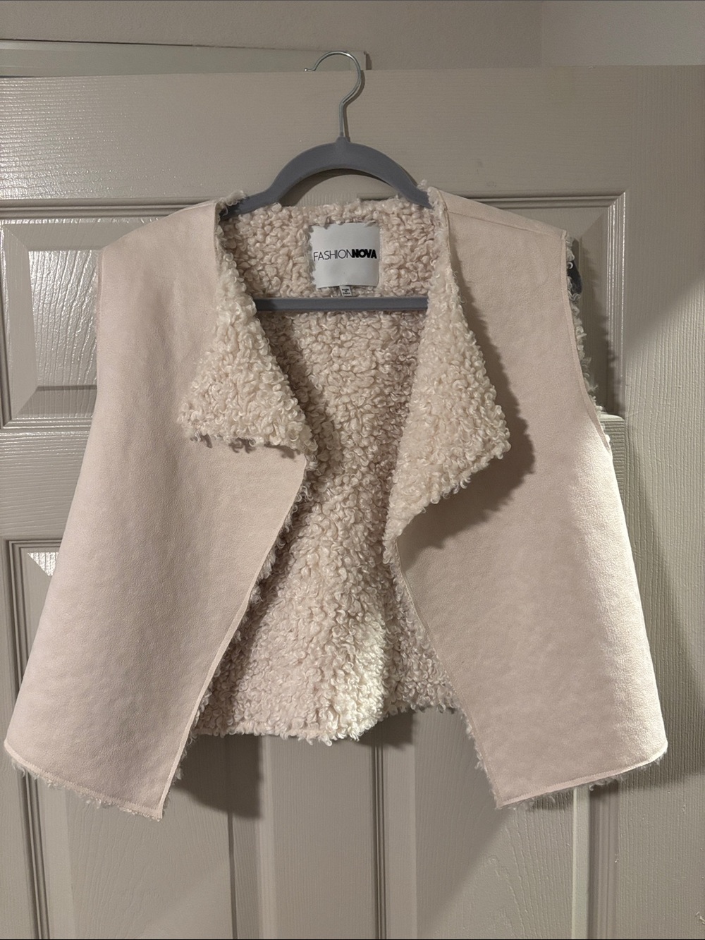 Fashion Nova Cream Sherpa-Lined Faux Suede Vest